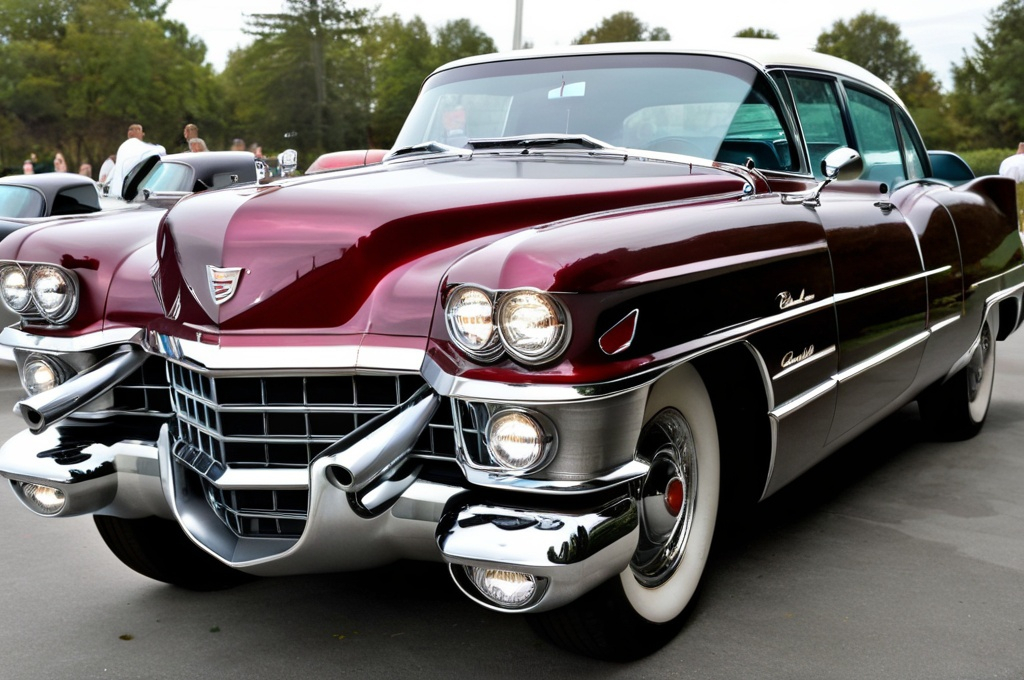 Prompt: 1955 Cadillac Okapi with chrome headlights 