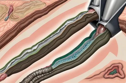 Prompt: Geology-based penile elongation system at work 
