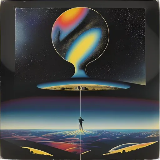 Prompt: 1968 classic album cover of the album “Under the Big Sky” by Hypgnosis, 