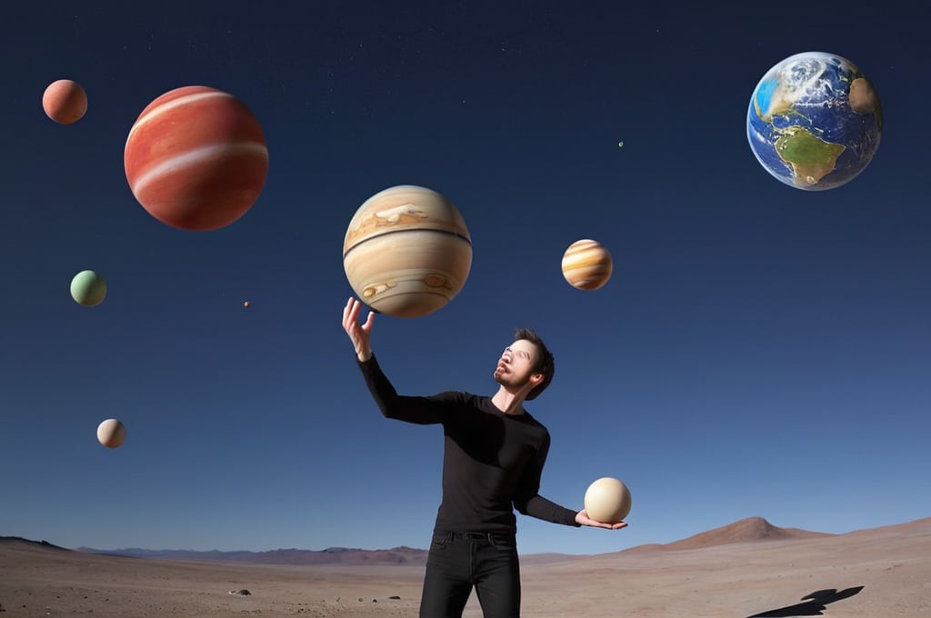 Prompt: Juggling planets 