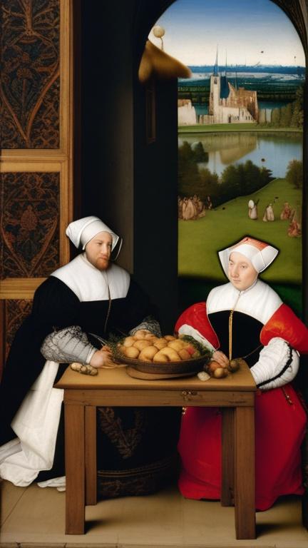 Prompt: “Sun’s Out, Buns Out!” painted by Hans Holbein the Younger, 1526, oil and tempera