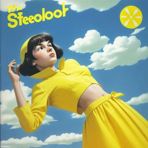 Prompt: Classic cover of the Stereolab album “The Butter-coloured Sky”