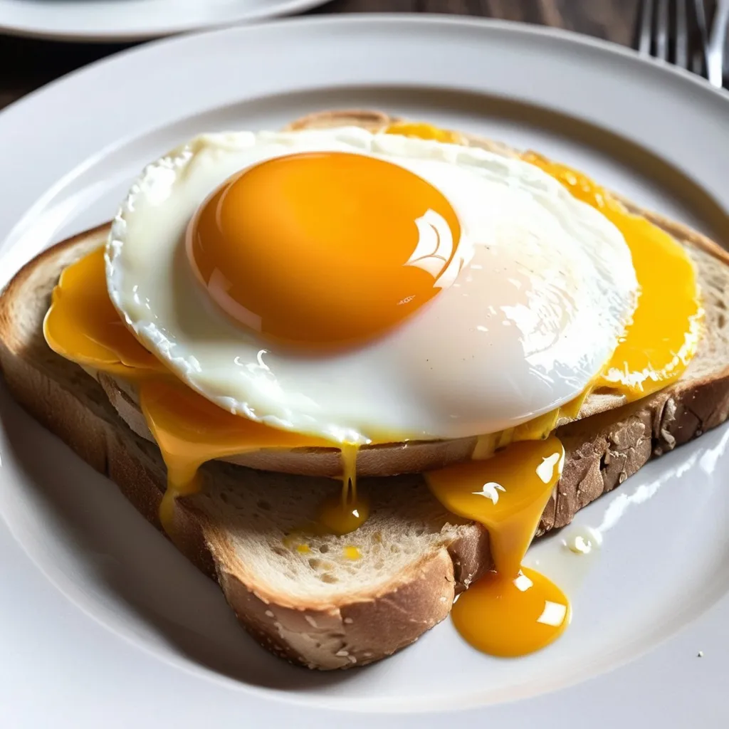 Prompt: A plate of yolk gargling Alice on toast for brunch 