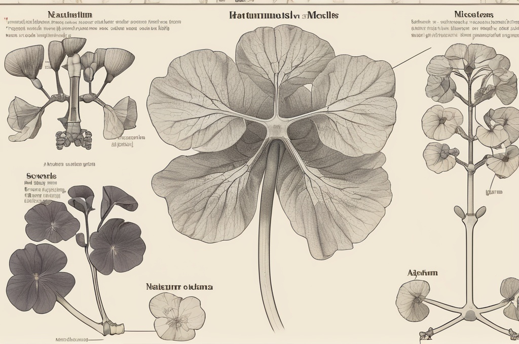 Prompt: Diagram of nasturtium muscles and skeleton 