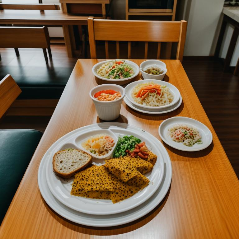 Prompt: Typical lunch on a Saturday in Xiaobinjian, Minjinghai