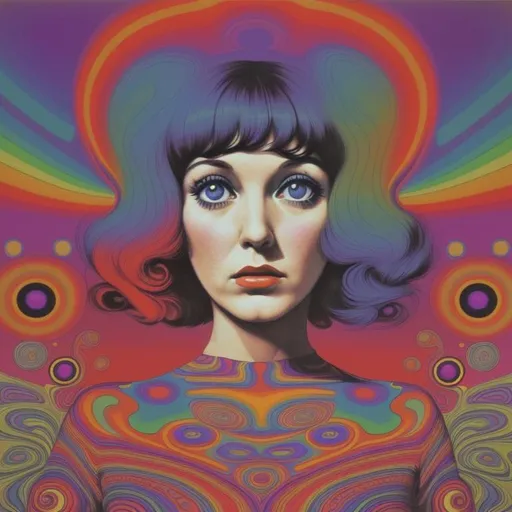 Prompt: 1968 classic psychedelic album cover mod Myrna Ross