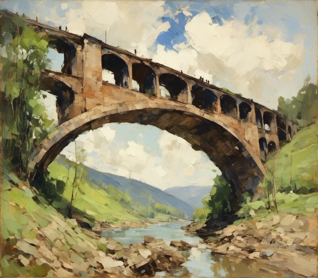 Prompt: <mymodel> The Starrucca Viaduct, April 1938, 