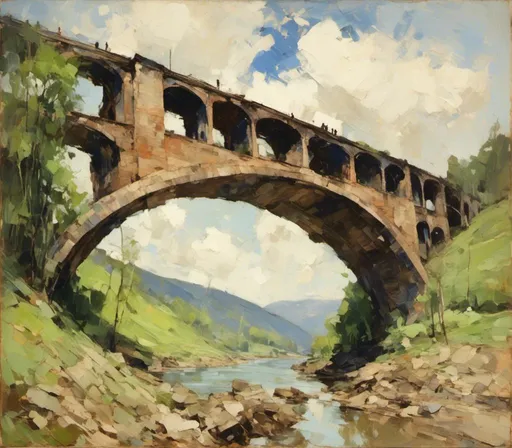 Prompt: <mymodel> The Starrucca Viaduct, April 1938, 