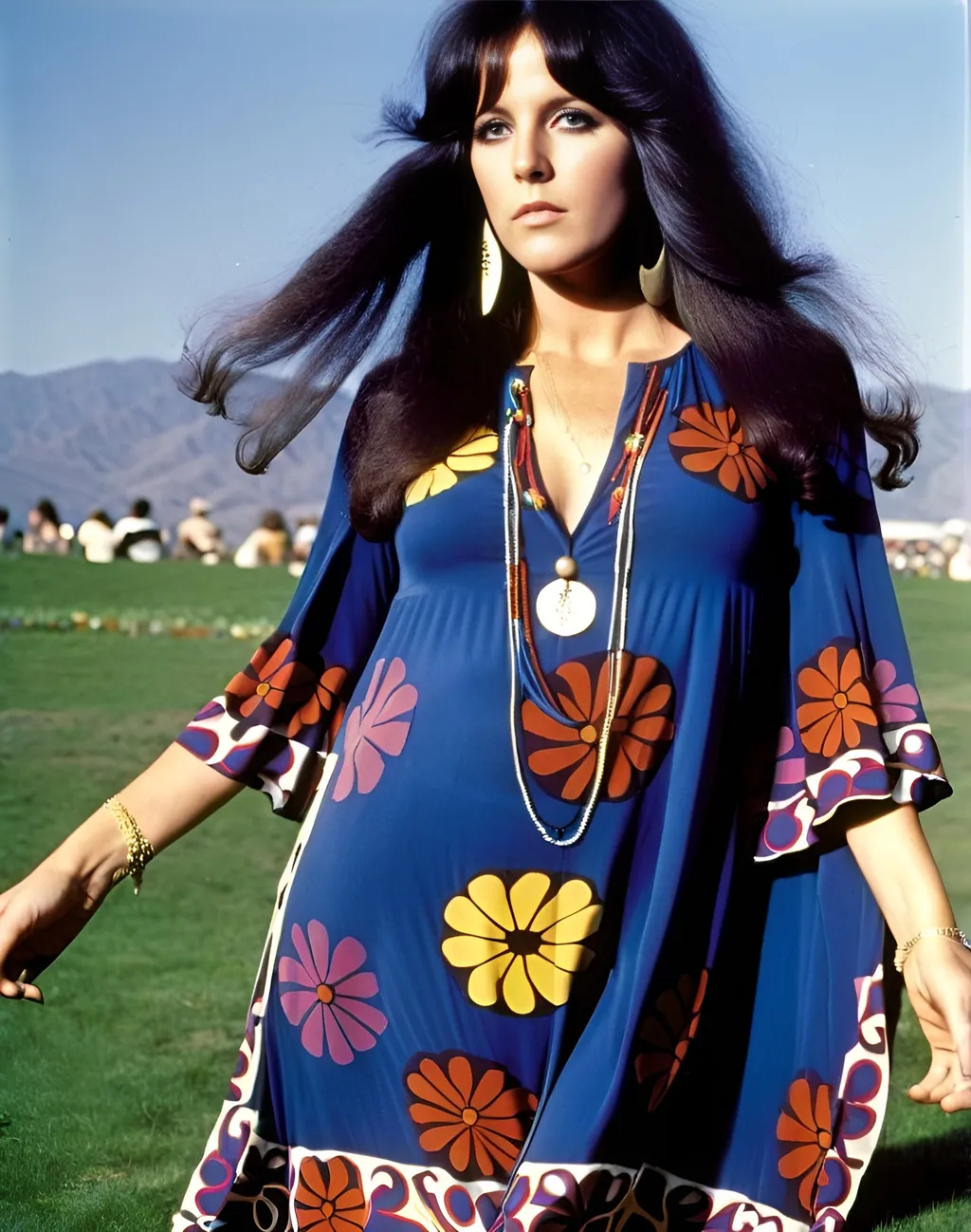 Prompt: grace slick in a hippie dress 