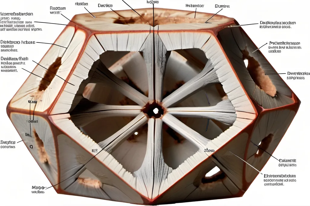 Prompt: Dendrohedron cross section with labels 