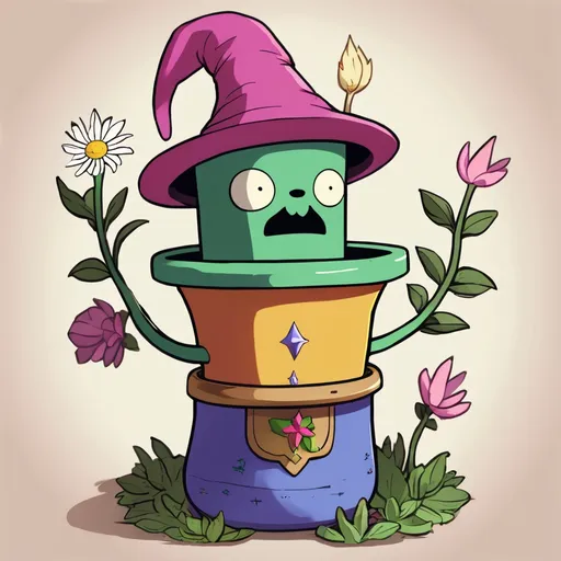 Prompt: Flowerpot wizard from Adventure Time