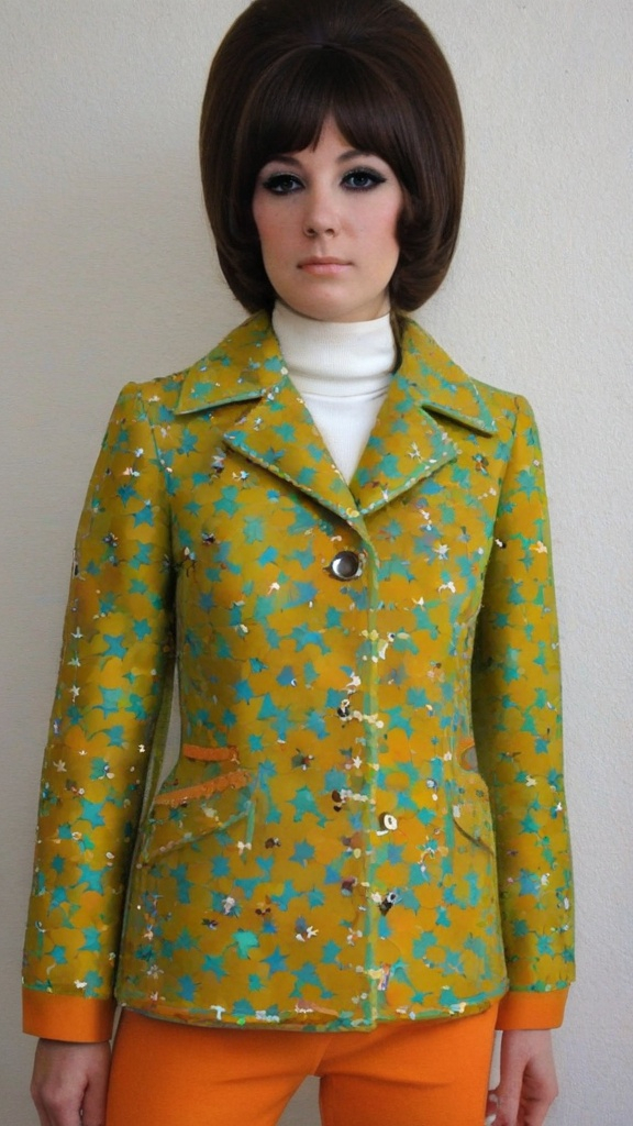 Prompt: Fancy fashionable 1968 mod jacket with stars