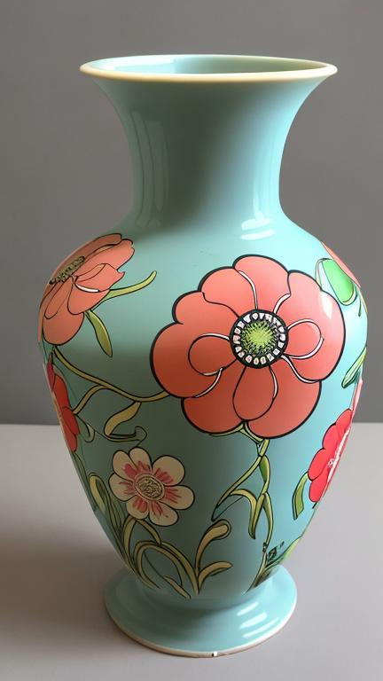 Prompt: 1960s repeating pattern vase, mod