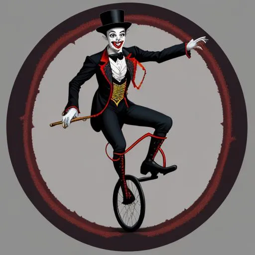 Prompt: Unicycle Dracula Vaudeville act