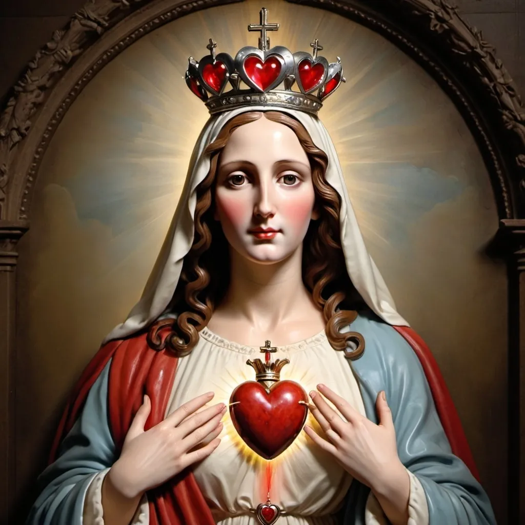 Prompt: The sacred heart of Lady Jesus majestic, haunting, tons of fun