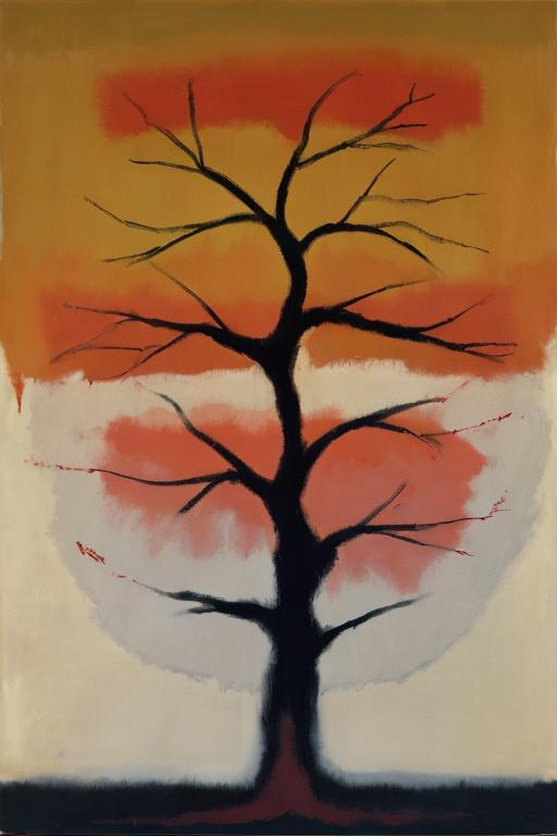 Prompt: Painting of a tree by Mark Rothko