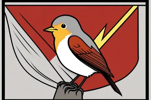 Prompt: A Provincial flag, simple, stylish, with a stylized robin 