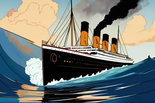 Prompt: The deck of the Titanic as it sinks, people panicking, some crying, screaming, some jumping overboard, in the background Jerry Seinfeld climbs atop a crate and calmly delivers a standup routine but no one notices 