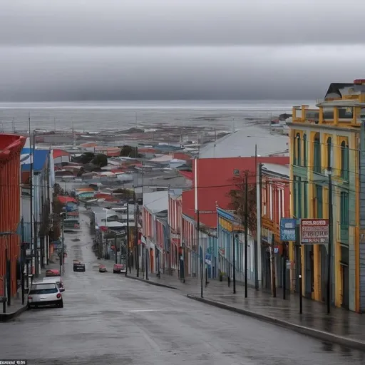 Prompt: Punta Arenas on a dreary Tuesday morning 