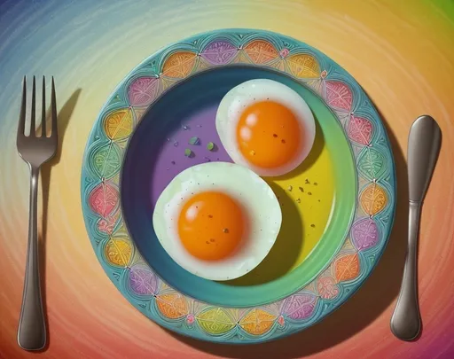 Prompt: Homosexual-colored egg yolks 