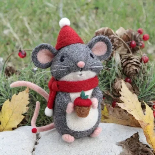 Prompt: Savoir-Faire is a French-Canadian mouse with big ears, a thin black pencil moustache, and black sideburns, wears a red knit toque and a gray coat lined with white fur, who steals food and is known for his catchphrase, "Savoir-Faire is everywhere!"

