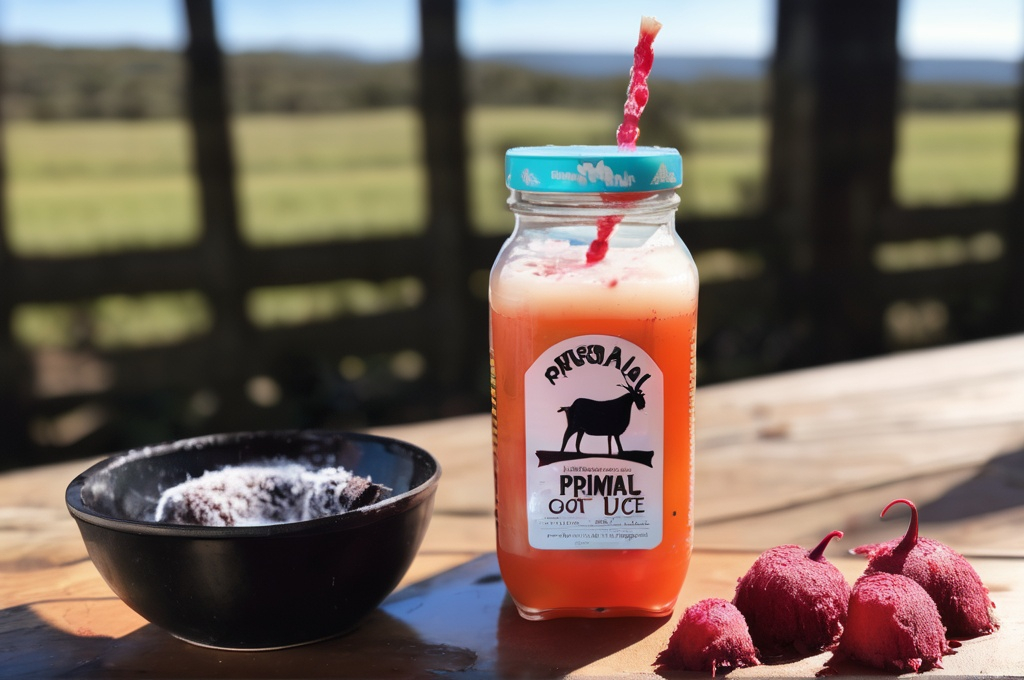 Prompt: Australian primal goat juice on a summer day with a bit of Lamington