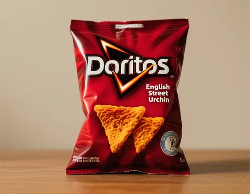 Prompt: Bag of 19th century English street urchin flavored doritos