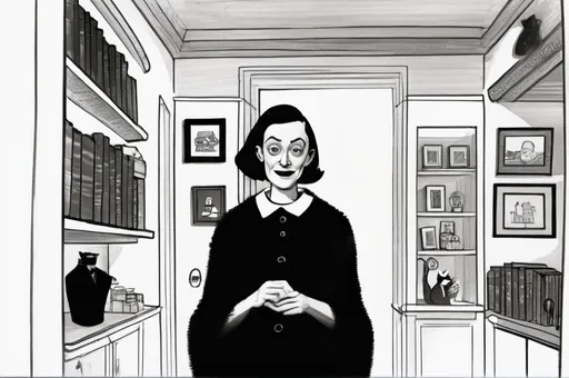 Prompt: Ingrid Jelp as drawn by a drunk Charles Addams