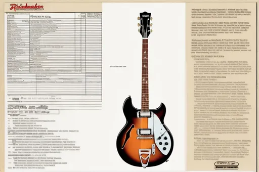 Prompt: 1968 Rickenbacker Model 5254 Guitar spec sheet