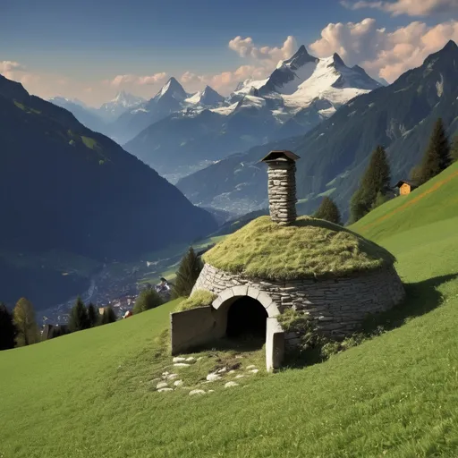 Prompt: The ancient Gallic scump ovens of the Swiss Alps on Sauerkraut Eve 