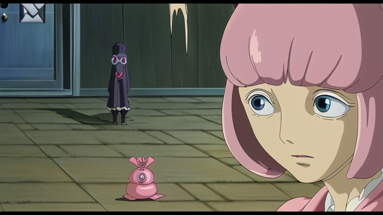 Prompt: Opening scene of the Ghibli film “The Haunted Merkin of Lady Penelope Stonecypher” 