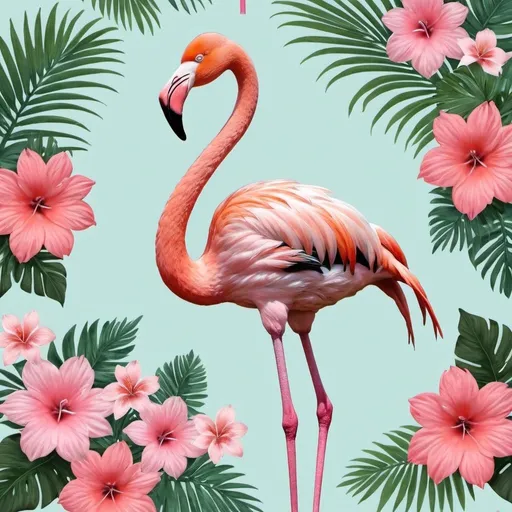 Prompt: Flamingo with floral