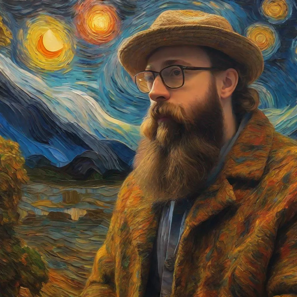 Prompt: cosmic horror, sam hyde, van Gogh type painting,Michelangelo type sculpture,  impressionism, naturalism, surrealism, scenic, portrait, realistic, uhd, 4k, 8k, autism,