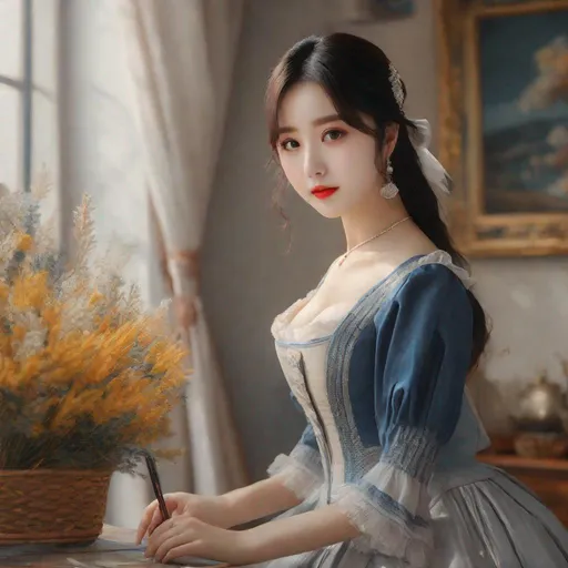Prompt: Masterpiece, eunha,  ulzzang, slim thick, uhd, realistic, 4k, 8k,  photoshoot, extremely high definition, perfection, Jean-François Millet type painting
