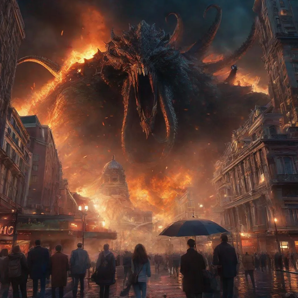 Prompt: HORRIFYING, deadly, dangerous, insanity,  new york city, seoul, tokyo, los angeles, beijing, amsterdam, london, paris, berlin, stockholme, boston, madrid, seattle, Cthulhu, rome, venice, city under attack, giant monster, city being destroyed, monsters,
cosmic horror, eldritch horror,   realistic, uhd, 4k, 8k, autism, 