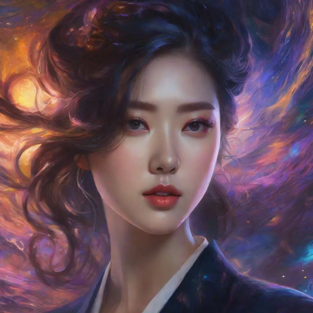 Prompt: cosmic horror, eldritch horror, HP Lovecraft, kpop, beautiful woman,  korean queen,  kpop idol,  impressionism, naturalism, surrealism, portrait, realistic, uhd, 4k, 8k, autism,