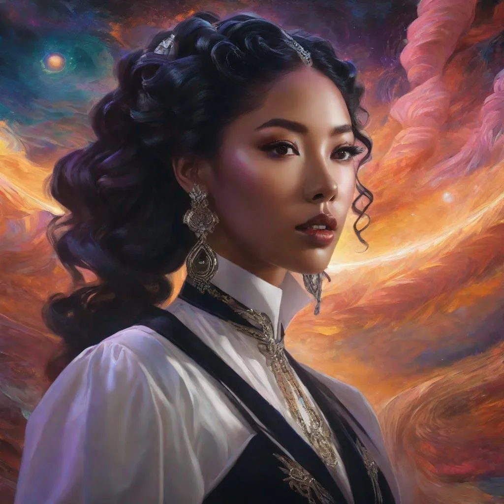 Prompt: cosmic horror, eldritch horror, HP Lovecraft, kpop, beautiful woman, black queen, korean queen, latina queen, kpop idol,  impressionism, naturalism, surrealism, portrait, realistic, uhd, 4k, 8k, autism,