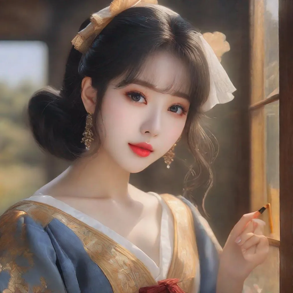 Prompt: 
Masterpiece, eunha,  ulzzang, slim thick, uhd, realistic, 4k, 8k,  photoshoot, fox girl, extremely high definition, perfection, Jean-François Millet type painting

