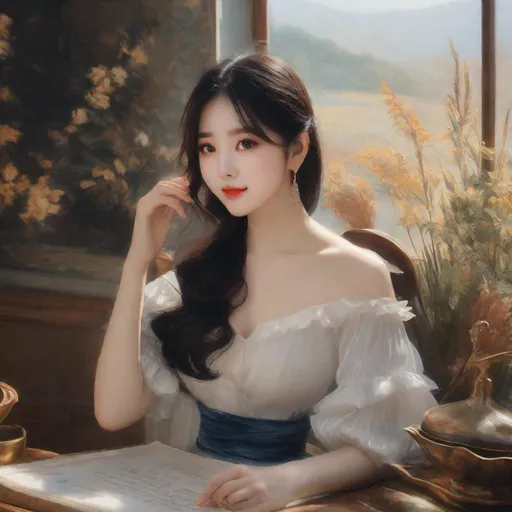 Prompt: 
Masterpiece, eunha,  ulzzang, slim thick, uhd, realistic, 4k, 8k,  photoshoot, fox girl, extremely high definition, perfection, Jean-François Millet type painting

