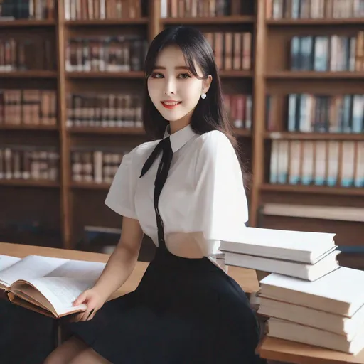 Prompt: eunha,  slim thick, uhd, realistic, 4k, 8k,  photoshoot, student studying