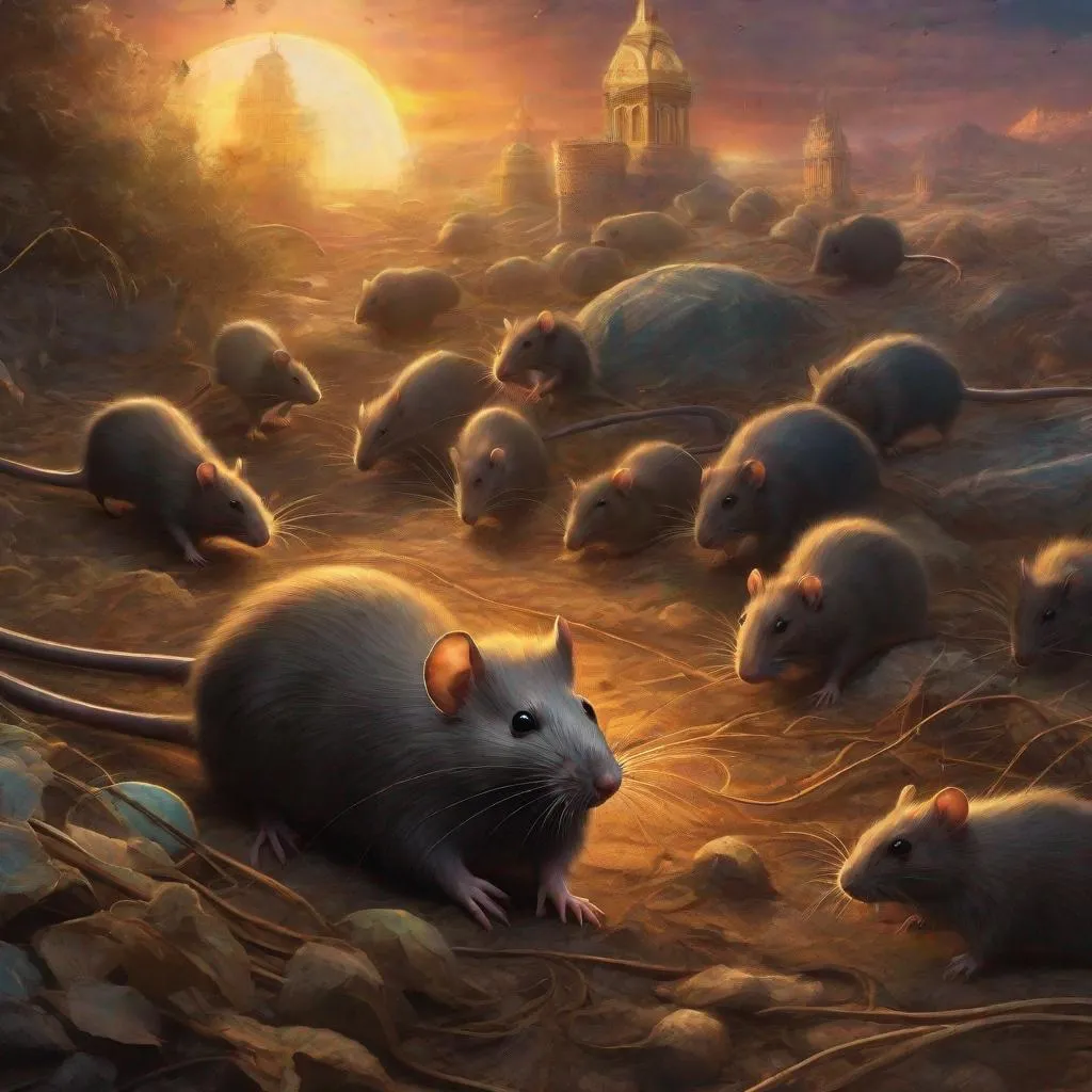 Prompt: Rats invading earth, there are too many we cannot stop them, ITS OVER, RUN.

cosmic horror, eldritch horror, giant rats, impressionism, naturalism, surrealism, portrait, realistic, uhd, 4k, 8k, autism,