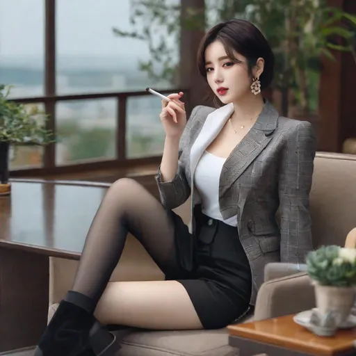 Prompt: eunha,  slim thick, uhd, realistic, 4k, 8k,  photoshoot, smoking