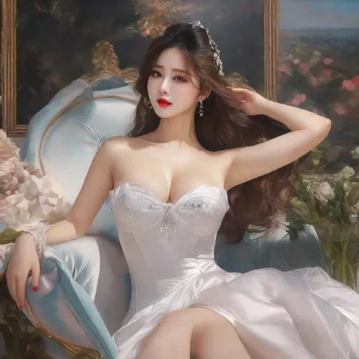 Prompt: My prompt> Masterpiece, realistic kpop idol, beautiful woman, big chest, f cup, uhd, realistic, 4k, 8k, photoshoot, extremely high definition, perfection, Édouard Manet type painting, scenic, portrait, insanity, breathtaking, iridescent, complex, impressive, remarkable, glorious, grandiose, sumptuous, luxurious, 