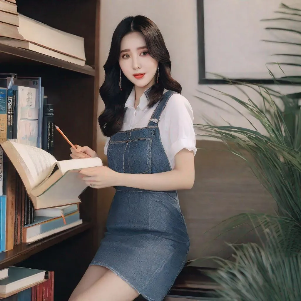 Prompt: eunha,  slim thick, uhd, realistic, 4k, 8k,  photoshoot, student studying