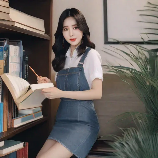 Prompt: eunha,  slim thick, uhd, realistic, 4k, 8k,  photoshoot, student studying