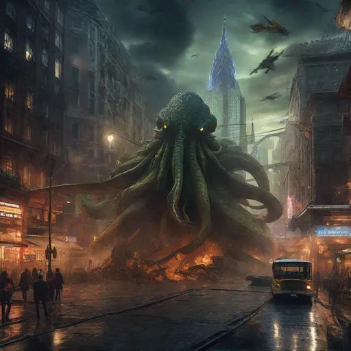 Prompt: HORRIFYING, deadly, dangerous, insanity,  new york city, seoul, tokyo, los angeles, beijing, amsterdam, london, paris, berlin, stockholme, boston, madrid, seattle, Cthulhu, rome, venice, city under attack, giant monster, city being destroyed, monsters,
cosmic horror, eldritch horror,   realistic, uhd, 4k, 8k, autism, 