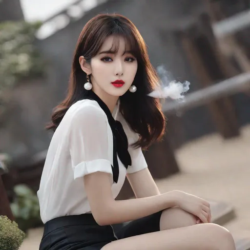 Prompt: eunha,  slim thick, uhd, realistic, 4k, 8k,  photoshoot, smoking