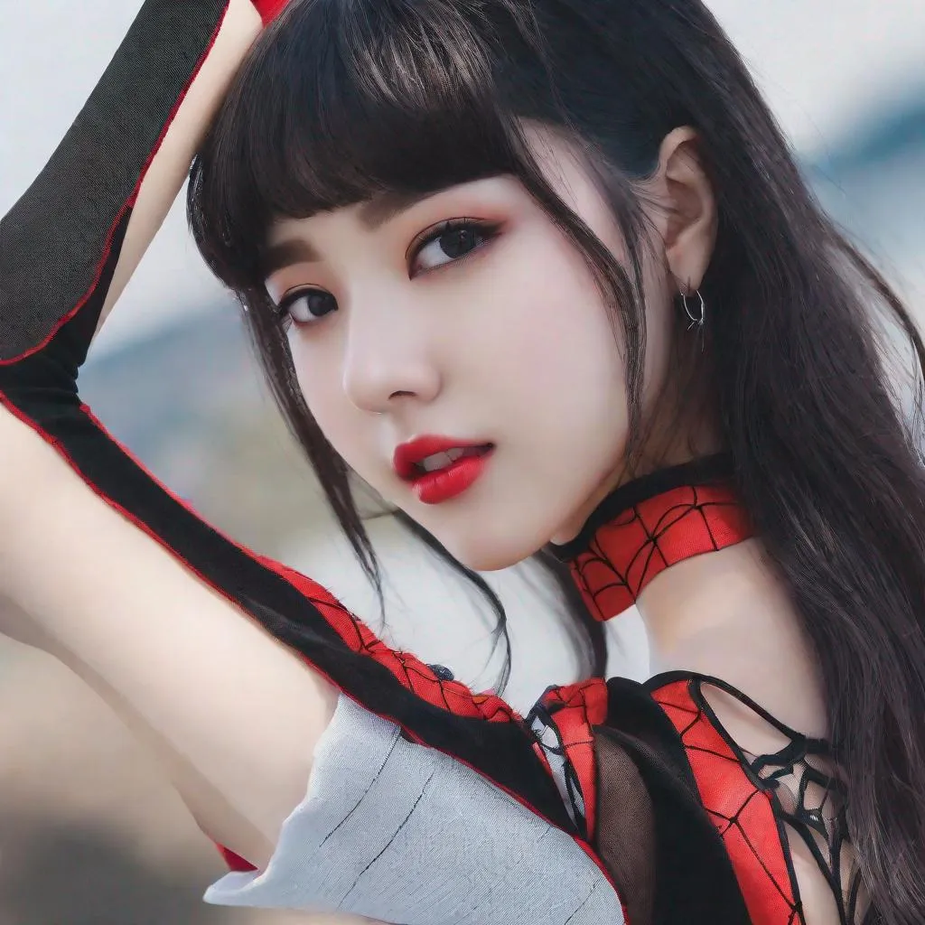 Prompt: eunha,  slim thick, uhd, realistic, 4k, 8k,  photoshoot, spider, spider girl, monster girl, spider women
