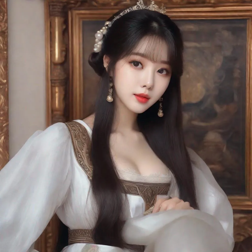 Prompt: Masterpiece, eunha,  ulzzang, slim thick, uhd, realistic, 4k, 8k,  photoshoot, extremely high definition, perfection, leonardo da vinci type painting
