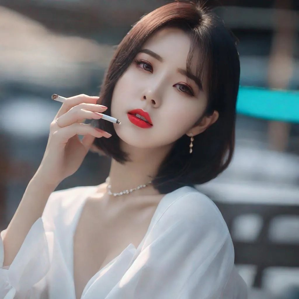 Prompt: eunha,  slim thick, uhd, realistic, 4k, 8k,  photoshoot, smoking